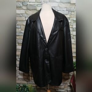 New XL Fahsyee Women's Faux Leather Blazer Jacket Bikercore Grunge